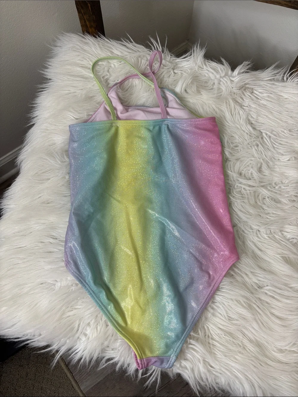 Bmagical by Btween Pastel Rainbow Ruffle Dance Leotard Cheer Gymnastics Size 8